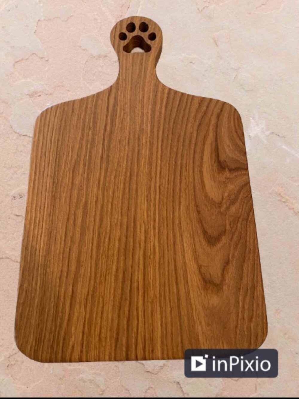 Board 07.16 Small Oak Cutting Board with Puppy Paw Print  Handmade Wood Board